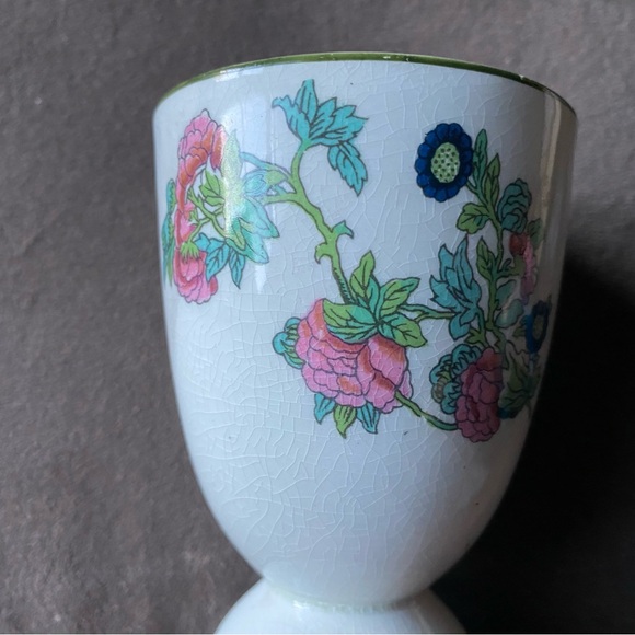 2 Vintage Maddock Royal Vitreous England 'Indian Tree' Gold Trim Double Egg Cups - Picture 5 of 6